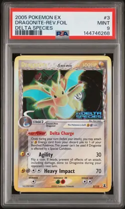 2005 POKEMON EX DELTA SPECIES #3 DRAGONITE-REVERSE FOIL PSA 9 - Image 1
