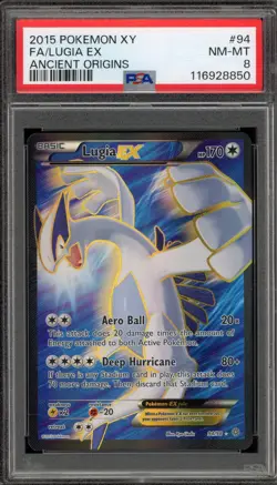 Pokemon Lugia EX XY Ancient Origins Full Art #94 PSA 8 - Image 1