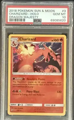 Charizard Holo #3/70 - 2018 Pokemon Sun & Moon Dragon Majesty - Gem MINT PSA 10 - Image 1