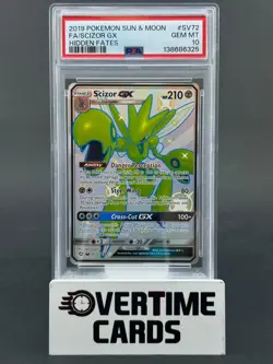 2019 Pokemon Hidden Fates Scizor GX Shiny Holo SV72/SV94 PSA 10 - Image 1