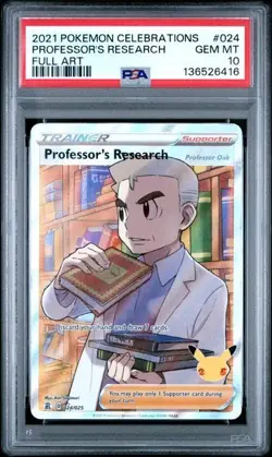 2021 Pokemon Celebrations 024 Full Art Professor’s Research PSA 10 Card GEM MINT - Image 1