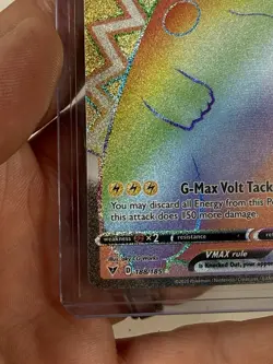 Pokemon Pikachu TCG VMAX Rainbow Secret Holo Rare Full Art Card 188/185 - Image 3