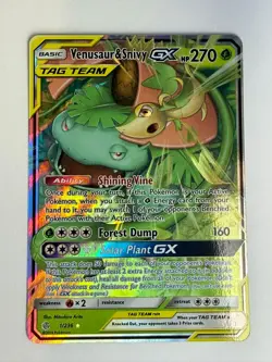 Venusaur & Snivy GX Ultra Rare Holo SM - Pokemon Cosmic Eclipse 1/236 NM - Image 1