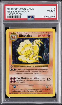 1999 POKEMON BASE SET 1ST EDITION #12 NINETALES-HOLO PSA 6 - Image 1