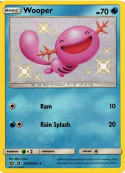Pokemon TCG Wooper SV9/SV94 Shiny Holo Rare Hidden Fates: Shiny Vault NM - Image 1