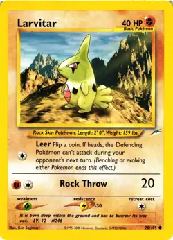 Pokemon TCG Larvitar 70/105 Neo Destiny Regular Unlimited LP - Image 1