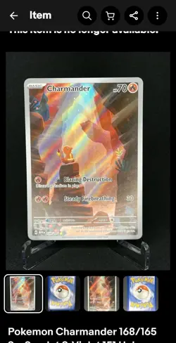 Charmander Pokemon Scarlet Violet 151 168/165 Illustration Rare Full Art Holo NM - Image 1