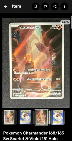 Charmander Pokemon Scarlet Violet 151 168/165 Illustration Rare Full Art Holo NM - Image 4