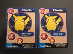 2x Pokemon Burger King Pikachu #25 PokeTrivia 1 Perforated 1 Smooth Promo 1999 - Image 1