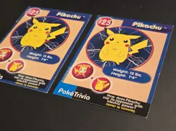 2x Pokemon Burger King Pikachu #25 PokeTrivia 1 Perforated 1 Smooth Promo 1999 - Image 2