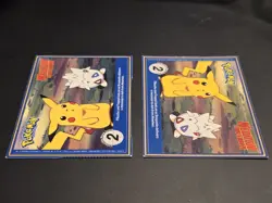 2x Pokemon Burger King Pikachu #25 PokeTrivia 1 Perforated 1 Smooth Promo 1999 - Image 5
