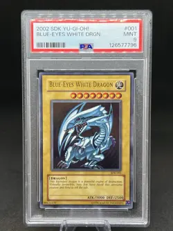 2002 SDK-001 Blue-Eyes White Dragon PSA 9 Vintage Yu-Gi-Oh Misprint / Name Shift - Image 1