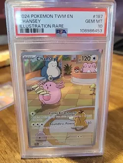 Pokemon TCG Chansey Illustration Twilight Masquerade Card 187/167 PSA 10 - Image 1