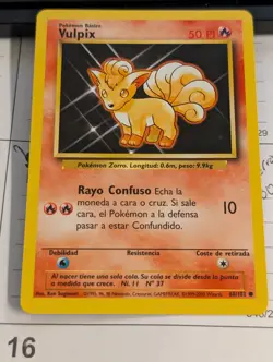 Pokemon Vulpix Base Set 68/102 Spanish 1999-2000 Spain Print Fire Type Card - Image 1