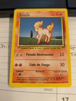 Pokemon Ponyta Base Set 60/102 Spanish 1999-2000 Spain Print Fire Type Card - Image 1