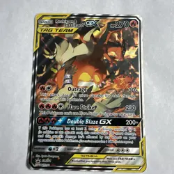 Damaged Pokemon JUMBO Reshiram & Charizard GX TAG TEAM Promo Holo Card SM201 - Image 1