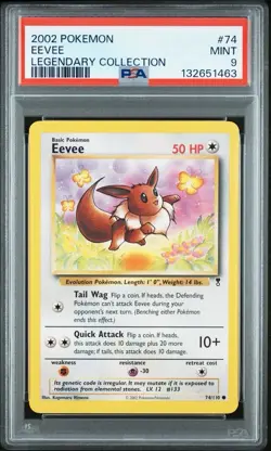 2002 Pokemon Legendary Collection # 74 Eevee PSA 9 Card MINT Free Ship NEW CERT! - Image 1