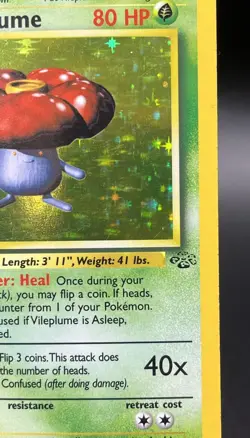 1999 Pokemon Card Game -Vileplume Holo Rare #15/64 Jungle Set (WOTC) Light Stamp - Image 2