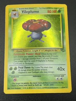 1999 Pokemon Card Game -Vileplume Holo Rare #15/64 Jungle Set (WOTC) Light Stamp - Image 4