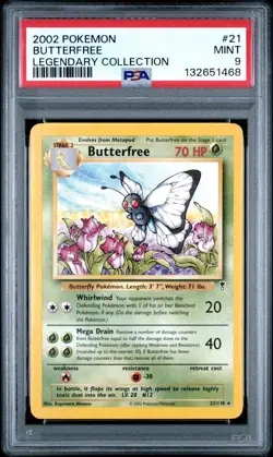 2002 Pokemon Legendary Collection # 21 Butterfree PSA 9 Card MINT! NEW CERT! - Image 1