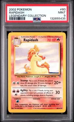 2002 Pokemon Legendary Collection 60 Rapidash PSA 9 Card MINT Free Ship NEW CERT - Image 1