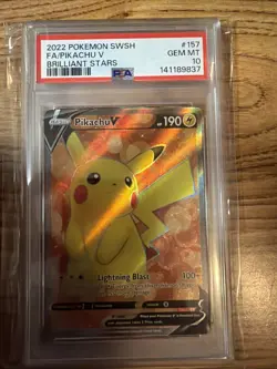 Pokemon Pikachu v TCG Full Art Card Sword & Shield: Brilliant Stars 157/172 - Image 1