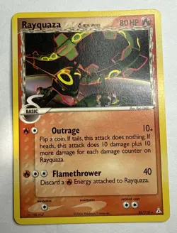 Pokemon TCG Rayquaza EX Holon Phantoms Card 26/110 Regular Delta Species LP 2006 - Image 1