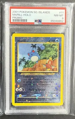 2001 Pokemon Southern Islands Promo #11 MARILL Swirl 🌀 English Holo PSA 8 - Image 1