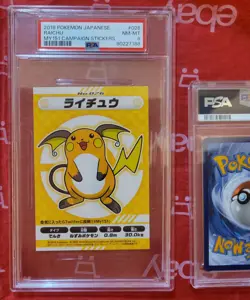 PSA 8 NEAR MINT-MINT POKEMON Japanese 151 Stickers Raichu #26 *Cracked Top* - Image 3