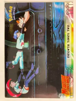 1999 Topps Pokemon Mewtwo Strikes Back #23 Meowth Times Two Black Logo - Image 1