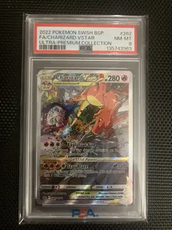 2022 POKEMON SWSH ULTRA-PREMIUM COLLECTION #262 FULL ART/CHARIZARD VSTAR PSA 8 - Image 1