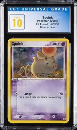 2005 POKEMON EX EMERALD REVERSE HOLO #66 SPOINK CGC 10 PRISTINE - Image 1