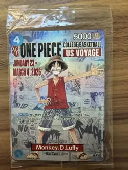 One Piece Monkey D. Luffy College Basketball US Voyage Promo Card P-055 Sealed - Image 1