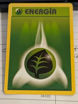 99/102 Grass Energy Spanish Base Set Pokemon TCG Card 1999-2000 Spain Print - Image 1