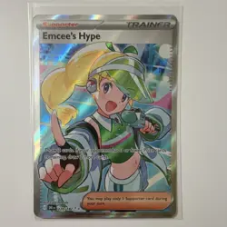 Pokemon Emcee's Hype Trainer Full Art Ultra Rare Holo Card 220/182 Destined Riv… - Image 1