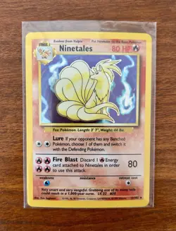 1995 Pokemon Ninetales Base Set 12/102 Unlimited Holographic - Image 1