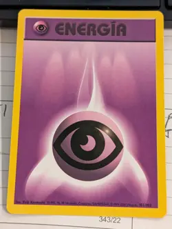 101/102 Psychic Energy Spanish Base Set Pokemon TCG Card 1999-2000 Spain Print - Image 1