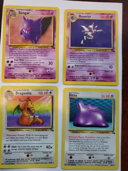 Dragonite Gengar Haunter Ditto Fossil Set Pokemon Card Base Jungle WOTC NM + U - Image 1