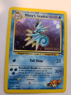 Misty's Seadra Prerelase Prerelease Gym Pokemon Card Base WOTC NM - Image 1
