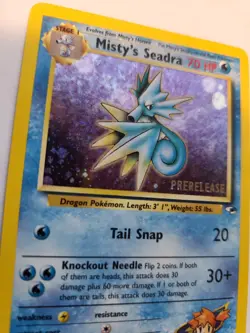 Misty's Seadra Prerelase Prerelease Gym Pokemon Card Base WOTC NM - Image 2