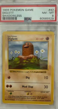 1999 Pokemon Game Diglett Shadowless. NM- MT 8 - Image 1