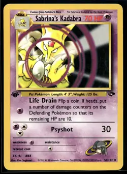 2000 Pokemon Gym Challenge 58 Sabrinas Kadabra 1st Edition LP - Image 1