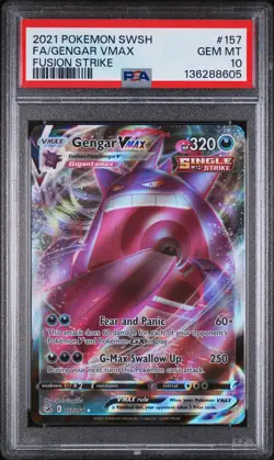 2021 POKEMON SWORD & SHIELD FUSION STRIKE #157 FULL ART/GENGAR VMAX PSA 10 - Image 1