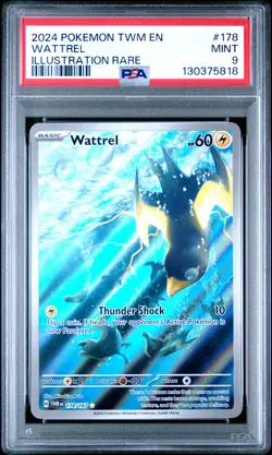2024 POKEMON TWM EN-TWILIGHT MASQUERADE ILLUSTRATION RARE #178 WATTREL PSA 9 - Image 1