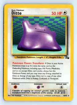 Pokemon Ditto (18) #18/62 Fossil tcg Rare LP - Image 1