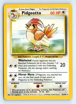 Pokemon Pidgeotto #022/102 Base Set tcg Rare LP - Image 1
