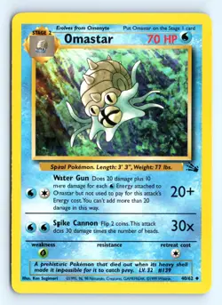 Pokemon Omastar #40/62 Fossil tcg Uncommon LP - Image 1