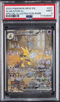 2023 POKEMON MEW EN-151 SPECIAL ILLUSTRATION RARE #201 ALAKAZAM EX PSA 9 - Image 1
