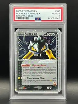 PSA NM-MT 8 -Rocket's Raikou Ex 108/107 Secret Rare Holo-2005 Pokemon Ex Deoxys - Image 2