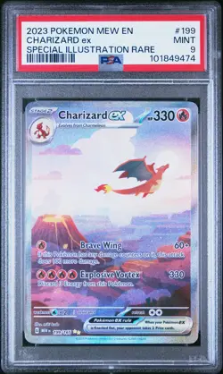 2023 POKEMON MEW EN-151 SPECIAL ILLUSTRATION RARE #199 CHARIZARD EX PSA 9 - Image 1